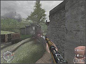 Po raz kolejny będziesz musiał skorzystać z granatu dymnego (screen 1) - The Brigade Box (3) | The Battle for Caen | Misja Call of Duty 2 - Call of Duty 2 - poradnik do gry