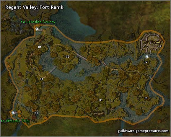 Wykorzystywany jako baza treningowa, Fort Ranik zamieszkiwany jest głównie przez nowych rekrutów - Regent Valley, Fort Ranik | Pre-Searing Ascalon | Guild Wars Prophecies - Guild Wars: Prophecies - poradnik do gry