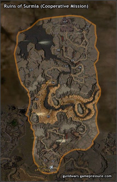 Bezpośrednio na zewnątrz Great Northern Wall znajdują się ruiny wielkiego miasta - Ruins of Surmia (Mission) | Ascalon | Guild Wars Prophecies - Guild Wars: Prophecies - poradnik do gry