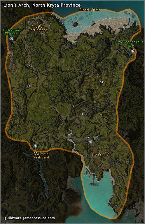W Lions Arch, stolicy Kryty, znajdowała się królewska siedziba Króla Dorica i jego rodu do czasu ostatniej Wojny Gildii - Lions Arch (Capital) | Northern Kryta | Guild Wars Prophecies - Guild Wars: Prophecies - poradnik do gry