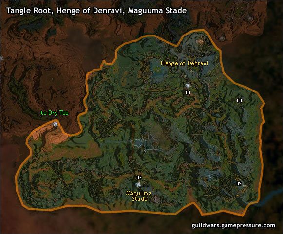 Henge of Denravi swego czasu było świętym miejscem spotkań druidów z Maguuma - Henge of Denravi (Capital) | Maguuma Jungle | Guild Wars Prophecies - Guild Wars: Prophecies - poradnik do gry