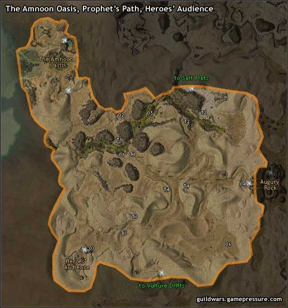 Dla podróżników wybierających się na pustynię ten niewielki port jest ostatnią okazją na zakup wyposażenia i odpoczynek - The Amnoon Oasis (Capital) | Crystal Desert | Guild Wars Prophecies - Guild Wars: Prophecies - poradnik do gry