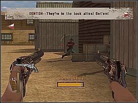 Wskocz na konia i udaj się do Dodge, na moście przed miastem spotkasz związanego szeryfa [1] - Save Soapy | Misje główne w Gun - Gun - poradnik do gry