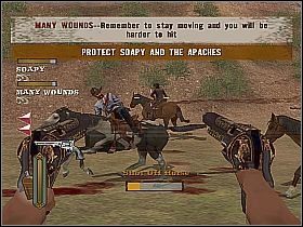 Skieruj się do Dodge, przejedź przez most i odszukaj Soapyego, czekającego przy obdartych ze skróty zwłokach [1] - Across the Badlands | Misje główne w Gun - Gun - poradnik do gry