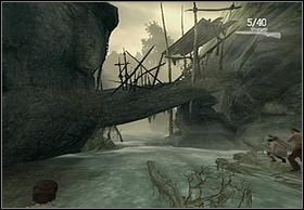 Kawałek dalej znajduje się drewniana konstrukcja, na których stać będą tubylcy - [Solucja] On The Raft | Peter Jacksons King Kong - Peter Jacksons King Kong - poradnik do gry