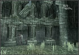 Przejście przez nią nie kończy pościgu, dinozaur zrobi wyrwę w murze obok bramy (zdjęcie lewe - iść będzie za inną odnogą muru) - [Solucja] V-Rex cz.2 | Peter Jacksons King Kong - Peter Jacksons King Kong - poradnik do gry