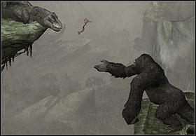 Przechodząc przez nią załączy się filmik, w którym Ann rzuca się nad przepaścią w ramiona Konga - [Solucja] Chased by V-Rex cz.3 | Peter Jacksons King Kong - Peter Jacksons King Kong - poradnik do gry