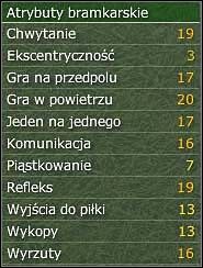 Atrybuty te dostępne są jedynie dla bramkarzy. - Profil - Profil zawodnika - Football Manager 2006 - poradnik do gry