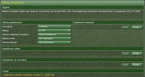 Oto poszczególne opcje dotyczące panelu transferu - Transfery i rotacja (1) - Prowadzenie zespołu - Football Manager 2006 - poradnik do gry