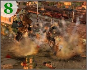 Teraz idziemy do bramy [C - mapa] i niszczymy znajdujące się w tej okolicy systemy obronne wroga [rys - Misja 9 - Pociąg | Outfront Na Tyłach Wroga - Outfront: Na Tyłach Wroga - poradnik do gry