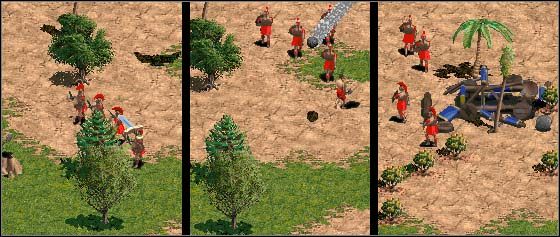 Jak widać na pierwszej części ilustracji, atak został wykonany według zaleceń lekarza - Katapulty | Walka w Age of Empires - Age of Empires - poradnik do gry