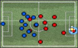 Sytuacja niemalże analogiczna do poprzedniej, tyle, że z drugiej strony boiska - Niuanse formacji i strategii | Podstawy Pro Evolution Soccer 5 - Pro Evolution Soccer 5 - poradnik do gry