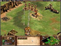 Gdy generał unowocześnił osadę i wyprodukował kilka trebuszy, jak również tuzin Mandugai, trochę rycerzy i kapłanów, można było zaatakować miasto Polski (zdj - The Promise | Kampania Dżyngis Chana w Age of Empires II The Age of the Kings - Age of Empires II: The Age of the Kings - poradnik do gry