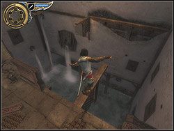 Z drugiej strony tarasu zeskocz na znajdujące się poniżej podwórko - [03] The Streets of Babylon (ulice Babilonu) | Prince of Persia Dwa Trony - Prince of Persia: Dwa Trony - poradnik do gry