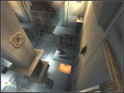 Z platformy kontynuuj wędrówkę w prawo biegnąc poziomo po ścianie - [06] The Throne Room (sala tronowa) | Prince of Persia Dwa Trony - Prince of Persia: Dwa Trony - poradnik do gry