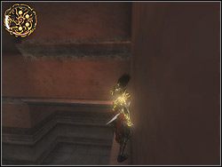 Podejdź do przepaści i przemknij nad nią biegnąc poziomo po lewej lub prawej ścianie - [16] The Arena Tunnel (tunel pod areną) | Prince of Persia Dwa Trony - Prince of Persia: Dwa Trony - poradnik do gry