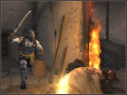 Zbiegnij wąską galerią w dół i dalej w lewo - [16] The Arena Tunnel (tunel pod areną) | Prince of Persia Dwa Trony - Prince of Persia: Dwa Trony - poradnik do gry