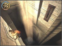 Wisząc uczepiony płaskorzeźby odbij na prawo - [19] The Temple Rooftops (dachy świątyni) | Prince of Persia Dwa Trony - Prince of Persia: Dwa Trony - poradnik do gry