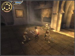 Pobiegnij poziomo po murze i przed załomem wybij się w prawo na kładkę - [26] The Upper City (wyższe miasto) | Prince of Persia Dwa Trony - Prince of Persia: Dwa Trony - poradnik do gry