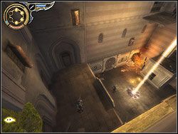 Pobiegnij poziomo po murze i złap się kładki, wdrap się na nią - [26] The Upper City (wyższe miasto) | Prince of Persia Dwa Trony - Prince of Persia: Dwa Trony - poradnik do gry