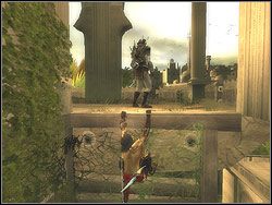Wisząc na płaskorzeźbie kontynuuj poziomy bieg na prawo, lądując tym razem na platformie - [27] The City Gardens (miejskie ogrody) | Prince of Persia Dwa Trony - Prince of Persia: Dwa Trony - poradnik do gry
