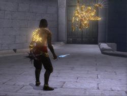 Zeskocz na ziemię i idź do bramy (b) łączącej dziedziniec z komnatą bez podłogi - [34] The Structures Mind (dusza budowli) | Prince of Persia Dwa Trony - Prince of Persia: Dwa Trony - poradnik do gry