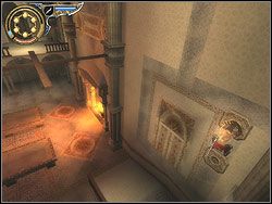Wisząc na trzonku noża zwróć się na lewo i pobiegnij poziomo po ścianie - [38] The Royal Kitchen (królewska kuchnia) | Prince of Persia Dwa Trony - Prince of Persia: Dwa Trony - poradnik do gry