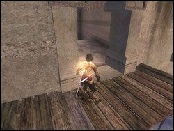 Wejdź na platformę, idź wzdłuż muru na jej oddalony koniec - [40] The Lower Tower (niższa wieża) | Prince of Persia Dwa Trony - Prince of Persia: Dwa Trony - poradnik do gry