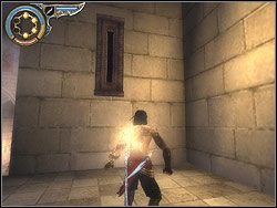Rozglądnij się wokół, zlokalizuj prostokątny mechanizm opodal w ścianie - [41] The Middle Tower (średnia wieża) | Prince of Persia Dwa Trony - Prince of Persia: Dwa Trony - poradnik do gry