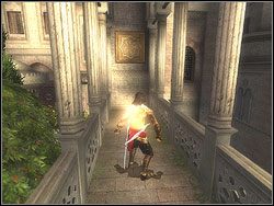 Wejdź na schody, tkwiące pomiędzy fontannami i przejdź na wyższy poziom dziedzińca - [43] The Terrace (taras) | Prince of Persia Dwa Trony - Prince of Persia: Dwa Trony - poradnik do gry