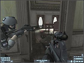 Za rogiem powinieneś wpaść na pojedynczego bandytę (#1), z którym nie będziesz raczej miał większych problemów - [Misja 13] [Segment 2/2] NATO Summit | Rainbow Six Lockdown - Tom Clancys Rainbow Six: Lockdown - poradnik do gry