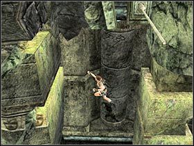 Podskocz teraz do góry, a następnie BŁYSKAWICZNIE przeskocz na przeciwległy drążek (#1) - Ghana - Pursuing James Rutland (5) | Etap 4 | Tomb Raider Legenda - Tomb Raider: Legenda - poradnik do gry
