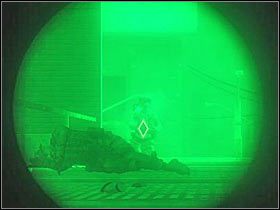Po wyjściu z magazynu skręć w lewo i zacznij kierować się w stronę widocznej w oddali klatki schodowej (#1) - [Misja 01] Contact - cz.6 | Tom Clancys Ghost Recon Advanced Warfighter - Tom Clancys Ghost Recon: Advanced Warfighter - poradnik do gry