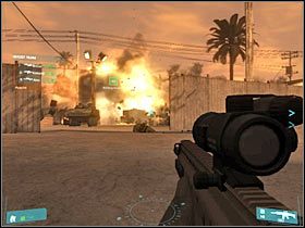 Osobiście proponowałbym wybrać ścieżkę znajdującą się przy dolnych skałach (#1) - [Misja 04] Strong point - cz.7 | Tom Clancys Ghost Recon Advanced Warfighter - Tom Clancys Ghost Recon: Advanced Warfighter - poradnik do gry
