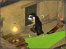 Zanim otworzysz drzwi upewnij się, że pojedynczy wartownik, który patroluje ten teren znajduje się w odpowiedniej pozycji - [Misja 2.1] Eagles Nest - Trouble at Eagles Nest cz.3 | Desperados 2 - Desperados 2: Coopers Revenge - poradnik do gry