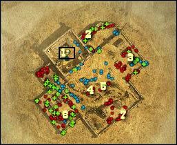 Oznaczenia na mapie: 1 - miejsce startu - [Misja 4.4] Fort Wingate - The Revolt cz.1 | Desperados 2 - Desperados 2: Coopers Revenge - poradnik do gry