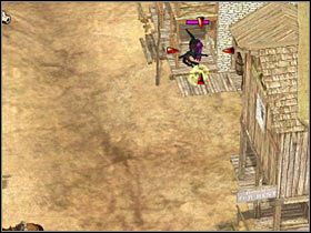 Po dotarciu na miejsce znokautuj i zwiąż gostków stojących niedaleko kościoła (#1) - [Misja 5.3] Santa Fe - The Bank Robbery cz.4 | Desperados 2 - Desperados 2: Coopers Revenge - poradnik do gry