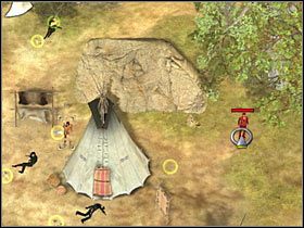 Teraz będziesz musiał zająć się liczną grupą przeciwników, zlokalizowaną niedaleko wody - [Misja 6.1] Sacred Mountain - Captured Indians cz.3 | Desperados 2 - Desperados 2: Coopers Revenge - poradnik do gry