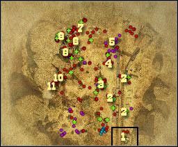 Oznaczenia na mapie: 1 - miejsce startu - [Misja 6.2] Sacred Mountain - The Way over the Pass cz.1 | Desperados 2 - Desperados 2: Coopers Revenge - poradnik do gry