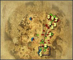 Oznaczenia na mapie: 1 - miejsce startu - [Misja 6.4][FINAŁ] Sacred Mountain - Coopers Revenge cz.1 | Desperados 2 - Desperados 2: Coopers Revenge - poradnik do gry