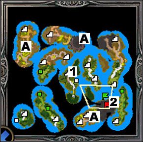 Wrócić do podziemnego korytarza i iść nim dalej na kolejną wyspę - Misja 4 - Kampania 5 - Heroes of Might & Magic V - poradnik do gry