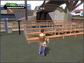 Wykonaj cannonball [D + KP6 (prawo + O)] nad ławkami - są one na terenie skateparku - Santa Cruz | Classic mode | Tony Hawks American Wasteland - Tony Hawks American Wasteland - poradnik do gry