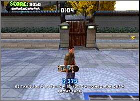 Zrób pop shov it [S + KP4 (dół + kwadrat)] nad drewnianymi drzwiami na prawo od startu - Kyoto | Classic mode | Tony Hawks American Wasteland - Tony Hawks American Wasteland - poradnik do gry