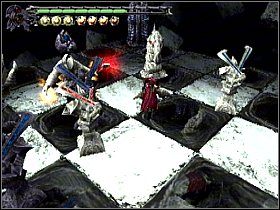 Na początku biegnij cały czas prosto, nie martw się, że przed Tobą jest przepaść kiedy się zbliżysz do krawędzi podlecą kamienie, które powoli ułożą most - Misja #18 | Solucja | Devil May Cry 3 Dantes Awakening - Devil May Cry 3: Dantes Awakening - Edycja Specjalna - poradnik do gry