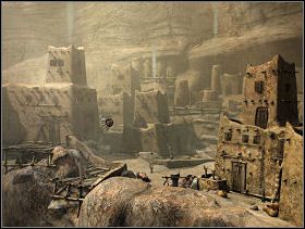 Gdy wylądujesz już na drugim brzegu rzeki, idź przed siebie, a gdy zobaczysz w oddali miasteczko, skieruj się w prawo, w stronę jego zabudowań - MIASTECZKO GÓRNICZE ZAMARAT | Paradise - Paradise - poradnik do gry