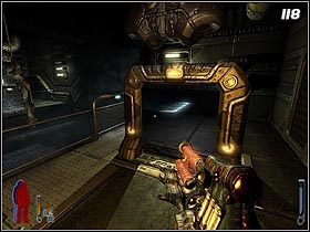 Po krótkiej wędrówce trafisz do sali z wiszącymi ciałami - [Solucja] Crash Landing cz.2 | Prey - Prey (2006) - poradnik do gry