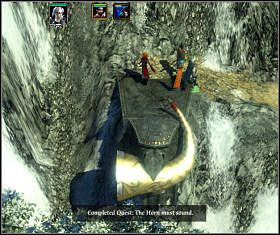 Zadmij w róg, skały runą blokując przełęcz - Nightsong and the Message for the King - Norimar (2) | Threatened Homelands - Spellforce 2: Czas Mrocznych Wojen - poradnik do gry