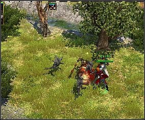 Bandy Earth Elementals włóczą się na zachodzie i południu (głównie tam gdzie wcześniej przebywały pająki) - The Bows of Dun Mora - Sevenkeeps (3) (1) | Threatened Homelands - Spellforce 2: Czas Mrocznych Wojen - poradnik do gry