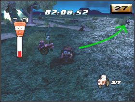 Następny krok to wyjazd z niecki oraz przetransportowanie Złomka do okolicznej kryjówki w krzakach (26) - [Minigry] Przewracanie traktorów - Poziom 4 | Auta - Auta - poradnik do gry