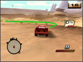 Na zaplanowany manewr najlepiej wybrać ten oznaczony zieloną linią (15) - [Minigry] Pościg za Pocztówkami Gieni - Chłodnica Górska cz.2 | Auta - Auta - poradnik do gry